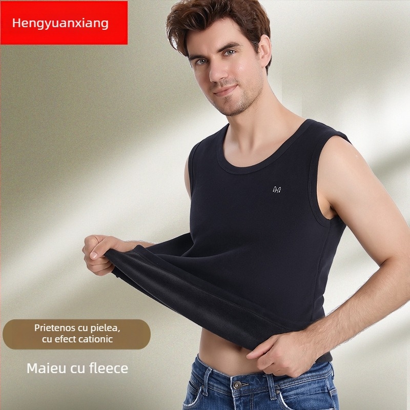 Vesta bărbătească caldă din poliester cu căptușeală de catifea, iarnă, stil leisure