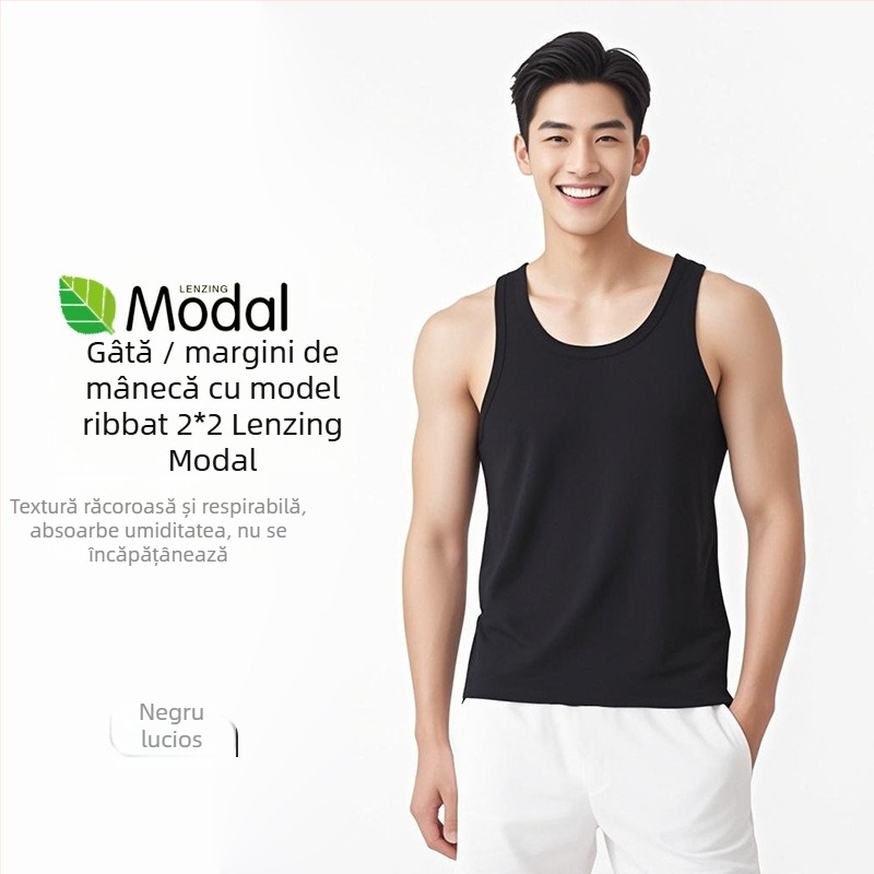 Vestă cu umeri largi, guler rotund, țesătură Ecocos, fibre din celuloză regenerată, Vară