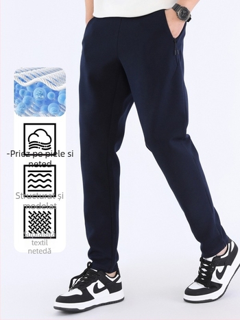 Pantaloni casual din bumbac cu strat de aer, croi lejer, 71% bumbac, Primăvara 2024