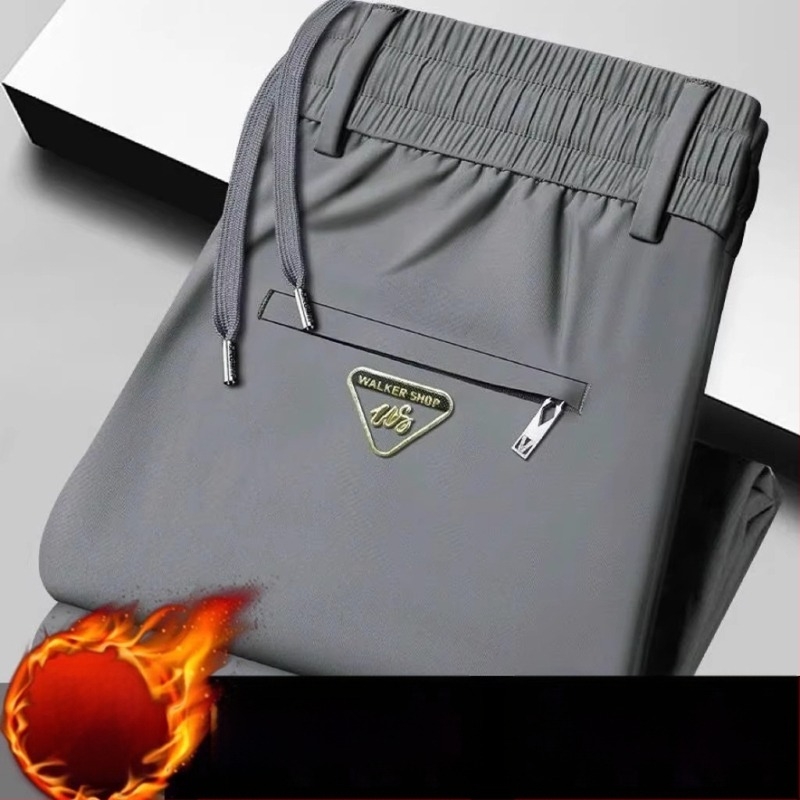 Pantaloni termici fleece, groși pentru iarnă, croială dreaptă, talie elastică cu șnur, 100% poliester