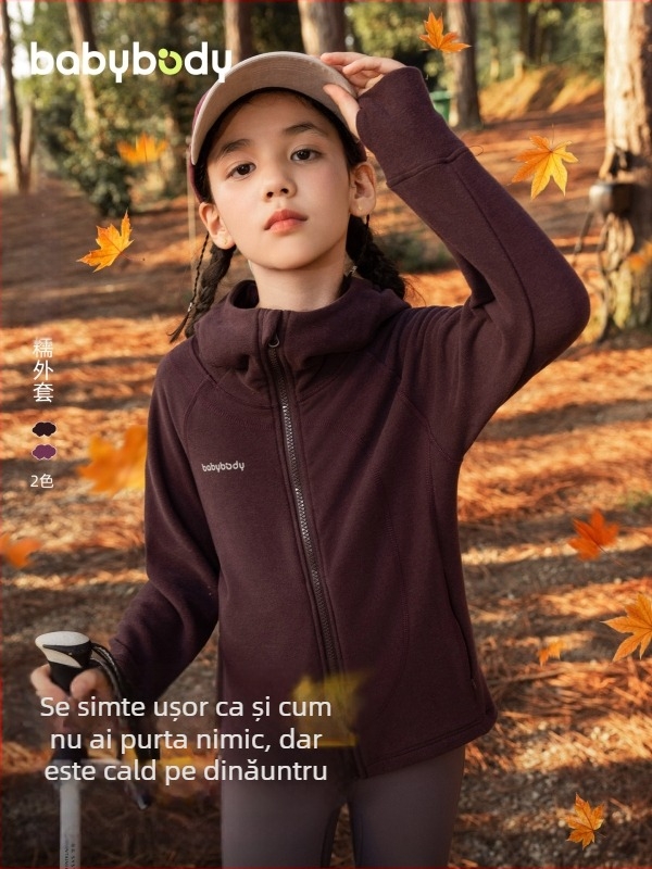 Babybody jachetă sport unisex de iarnă cu glugă, închidere cu fermoar, exterior și căptușeală din 100% poliester, BD2883