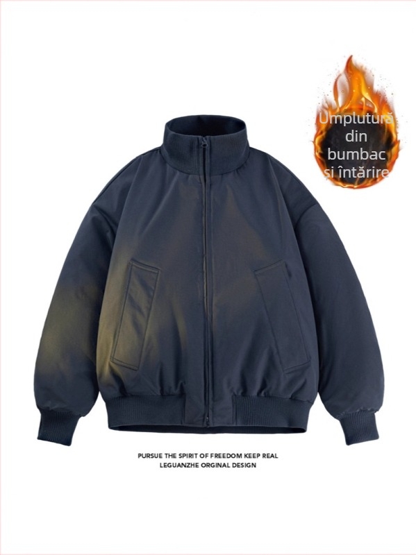 Jachetă bomber aviator bărbați, croială relaxată, închidere cu fermoar, umplutură poliester, grosime normală