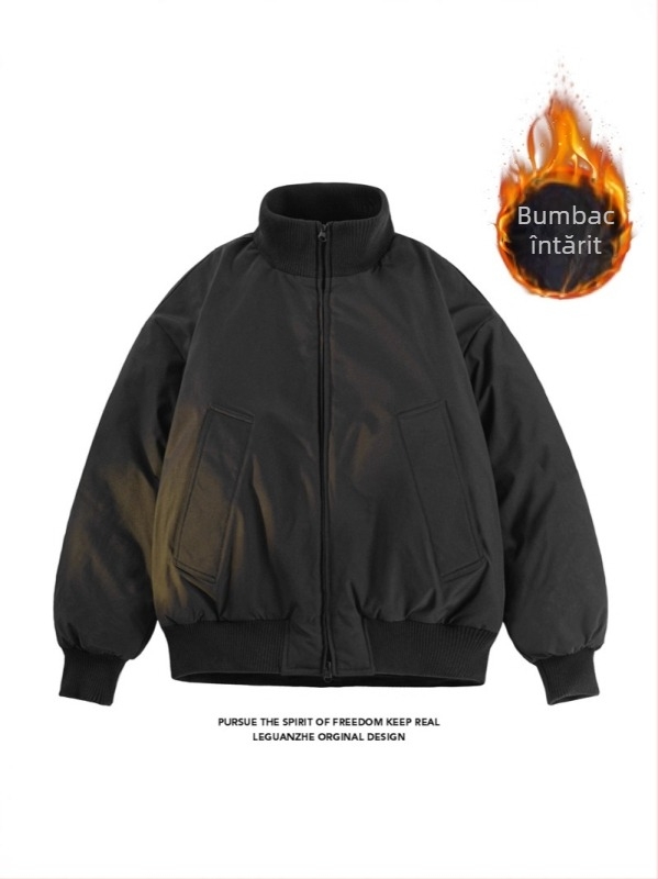Jachetă bomber aviator bărbați, croială relaxată, închidere cu fermoar, umplutură poliester, grosime normală