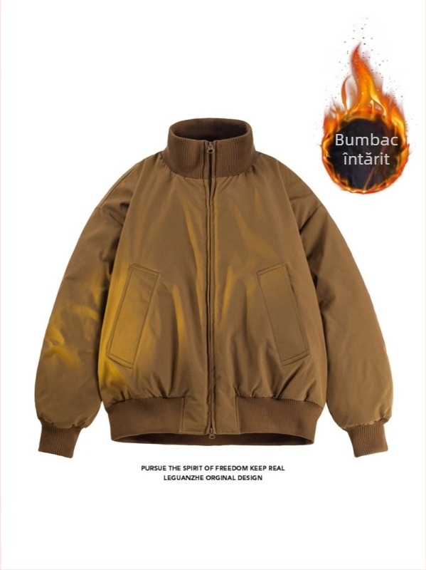Jachetă bomber aviator bărbați, croială relaxată, închidere cu fermoar, umplutură poliester, grosime normală