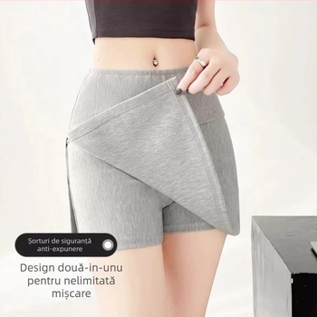 Fustă de yoga cu deschidere laterală, talie înaltă, croială A; model: solid; material: fibră de viscose; compoziția principală: viscose; compoziția secundară: nailon; elasticitate: extensibil