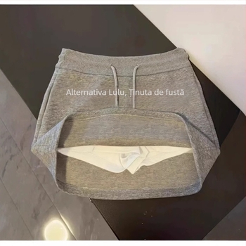 Fustă femei A-line din bumbac, uni, conținut principal 30–50%, primăvara 2025, stil casual japonez-coreean