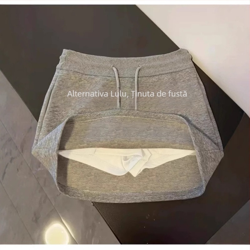 Fustă femei A-line din bumbac, uni, conținut principal 30–50%, primăvara 2025, stil casual japonez-coreean
