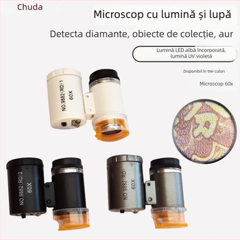 Chuda microscop portabil pentru bijuterii, 60x mărire, macro, reglabil
