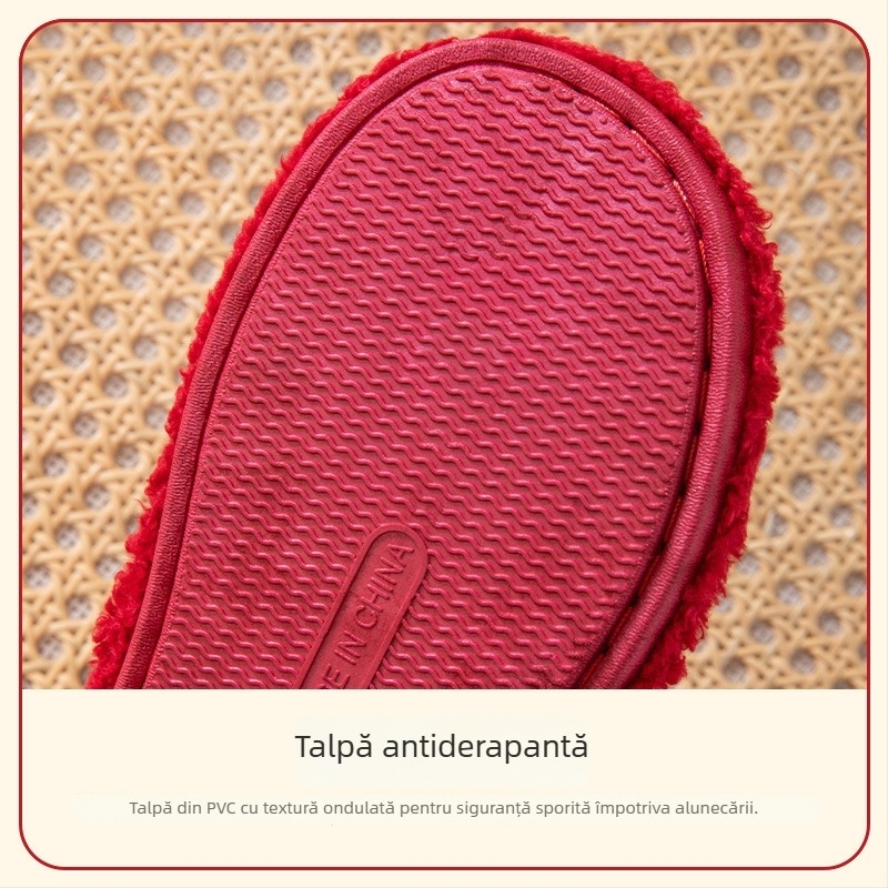 Papuci de nuntă Fly-Toe pentru cupluri, exterior din velur, talpă PVC, grosime standard, potrivite pentru iarnă, primăvară și toamnă