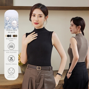 Cămizolă cu guler înalt, croială fără cusături, material: fibre din celuloză regenerată, brand Seko, pentru toamnă și iarnă, grosime moderată 141–160 g/m2