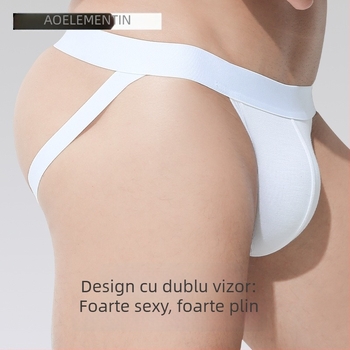 Slip tanga pentru bărbați din fibră reciclată, tricotat, talie joasă, căptușeală din viscoză 95–100%