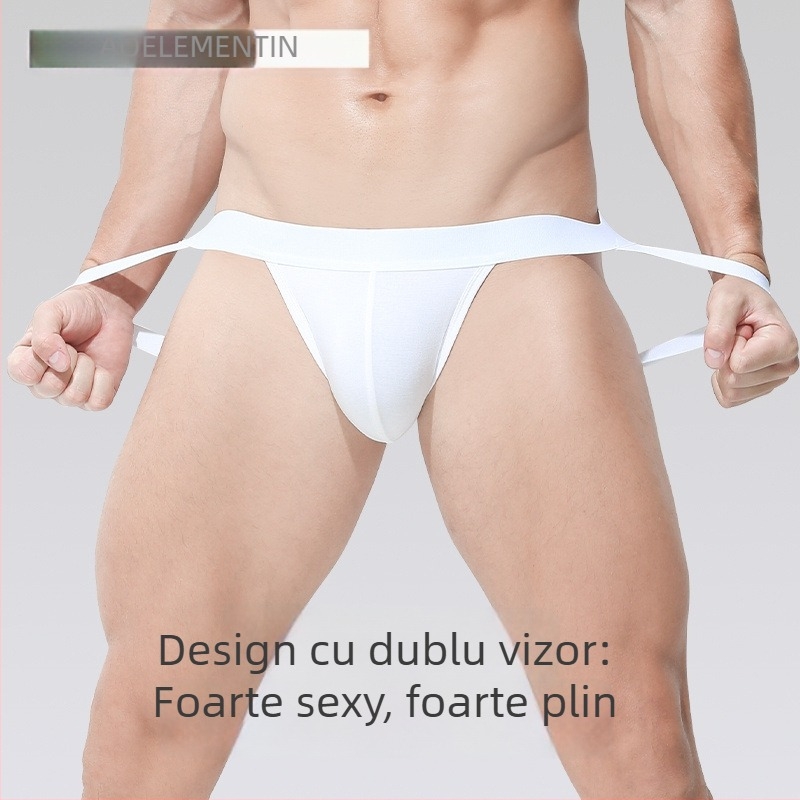 Slip tanga pentru bărbați din fibră reciclată, tricotat, talie joasă, căptușeală din viscoză 95–100%