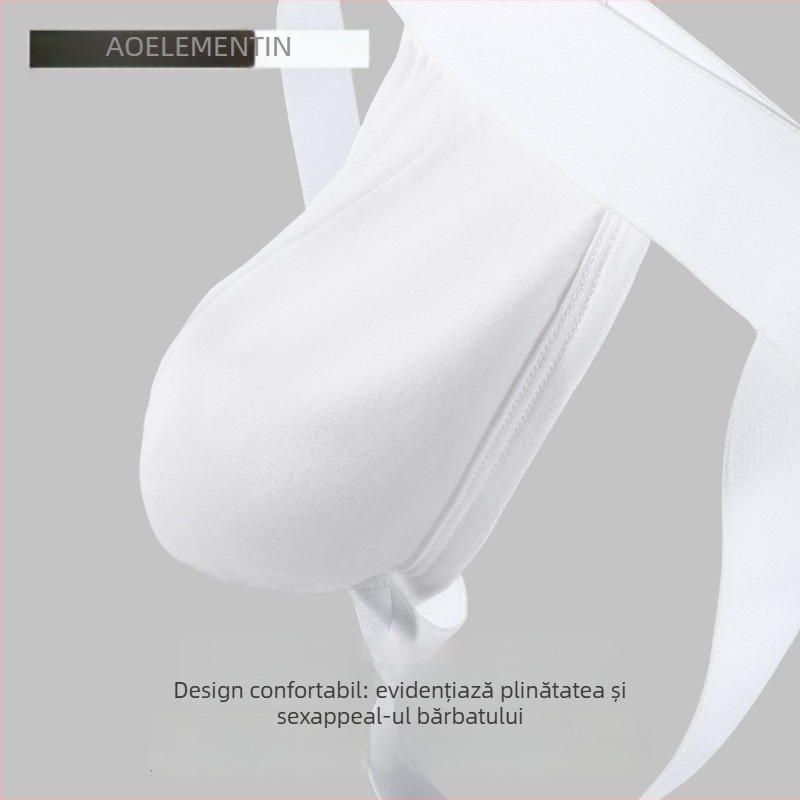 Slip tanga pentru bărbați din fibră reciclată, tricotat, talie joasă, căptușeală din viscoză 95–100%