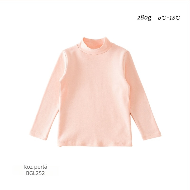 Top de bază pentru copii, mâneci lungi, stil coreean, 95% bumbac, țesătură moale tratată, fără glugă, model uni, pentru iarnă-primăvară-toamnă