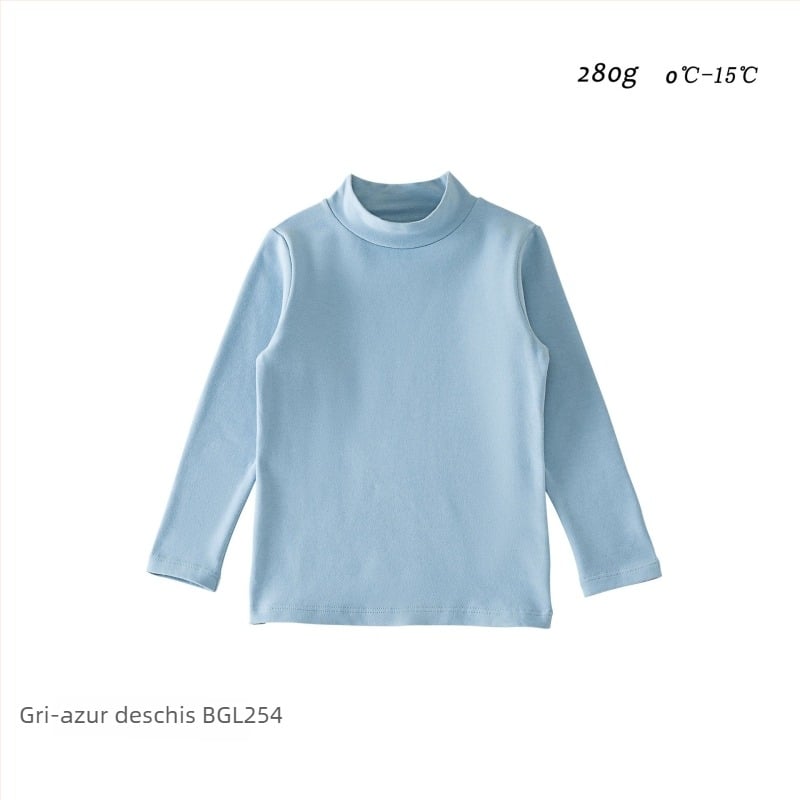 Top de bază pentru copii, mâneci lungi, stil coreean, 95% bumbac, țesătură moale tratată, fără glugă, model uni, pentru iarnă-primăvară-toamnă