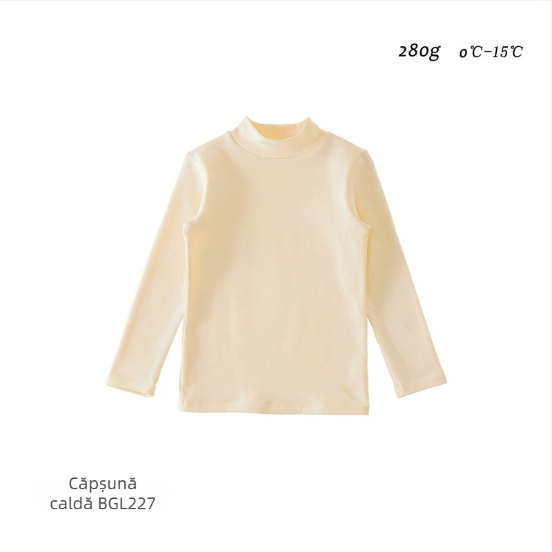 Top de bază pentru copii, mâneci lungi, stil coreean, 95% bumbac, țesătură moale tratată, fără glugă, model uni, pentru iarnă-primăvară-toamnă