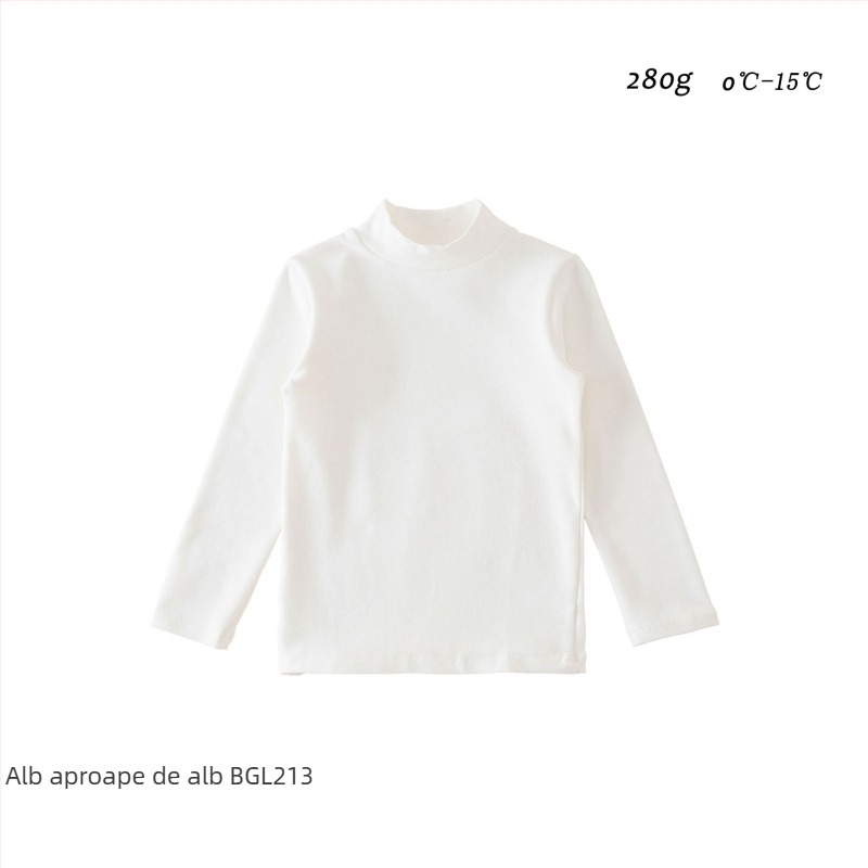 Top de bază pentru copii, mâneci lungi, stil coreean, 95% bumbac, țesătură moale tratată, fără glugă, model uni, pentru iarnă-primăvară-toamnă