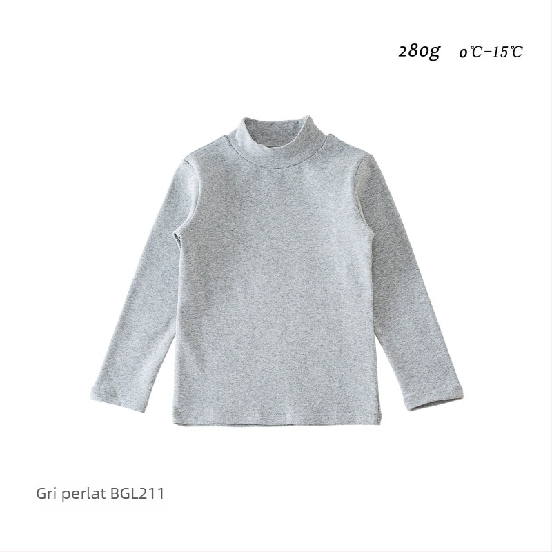 Top de bază pentru copii, mâneci lungi, stil coreean, 95% bumbac, țesătură moale tratată, fără glugă, model uni, pentru iarnă-primăvară-toamnă