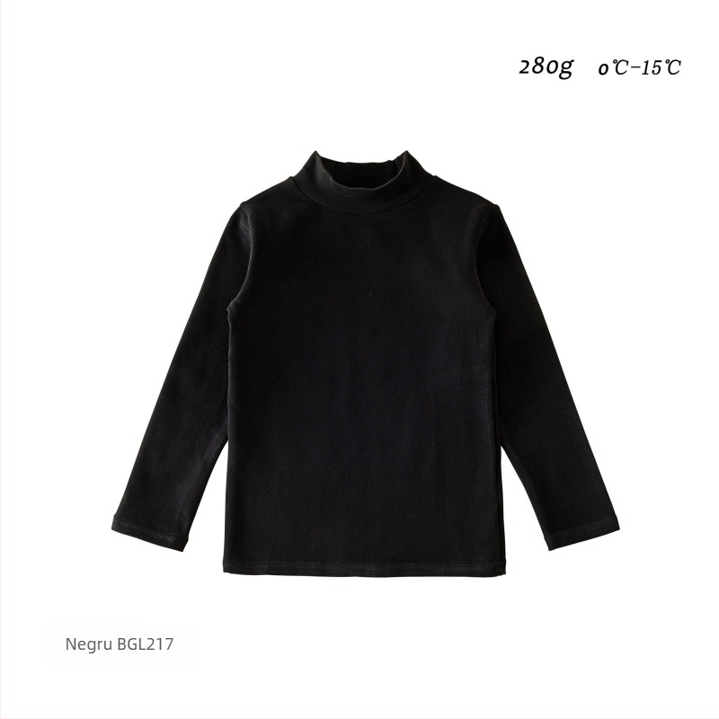 Top de bază pentru copii, mâneci lungi, stil coreean, 95% bumbac, țesătură moale tratată, fără glugă, model uni, pentru iarnă-primăvară-toamnă