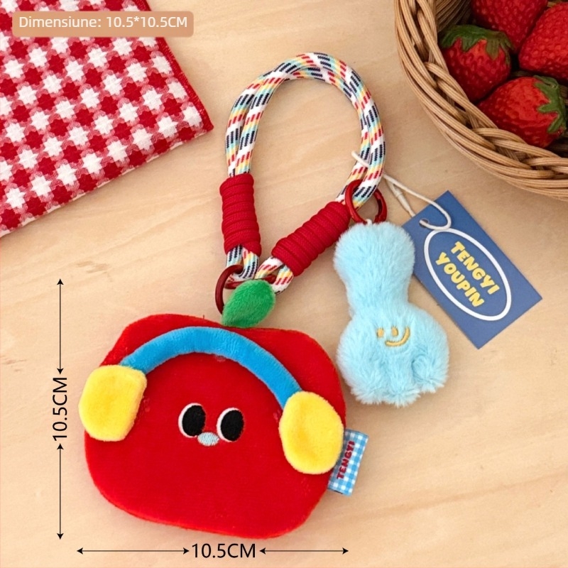 Portofel pentru monede din pluș, model cu desene animate, stil casual de călătorie, 1 pliură, greutate 14 g