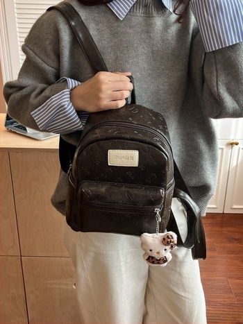 Rucsac PU urban minimalist, capacitate mare, închidere cu fermoar, buzunar pentru telefon, rezistent la uzură