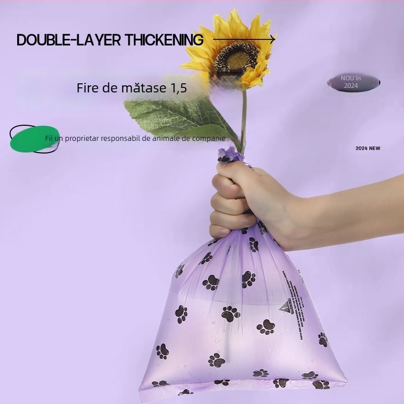 Saci biodegradabili pentru gunoiul de câine, deschidere plată, grosime îngroșată, material EPI, Cod produs M-00094, export exclusiv transfrontalier