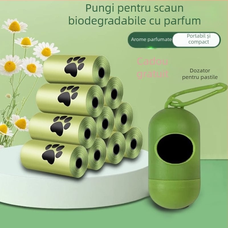 Saci biodegradabili pentru fecale de câini și pisici, îngroșați, pentru colectarea deșeurilor