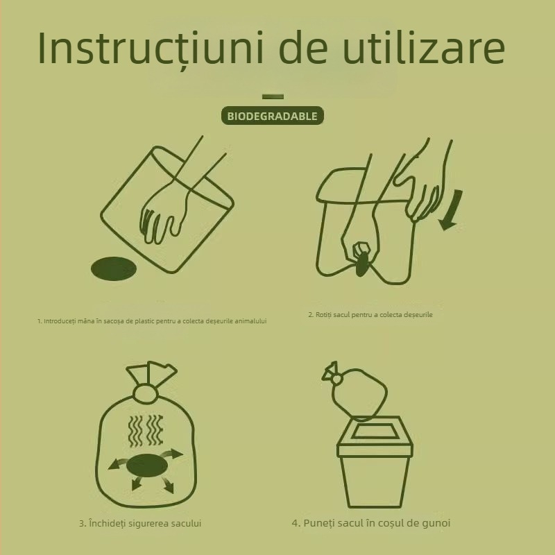Saci biodegradabili pentru fecale de câini și pisici, îngroșați, pentru colectarea deșeurilor