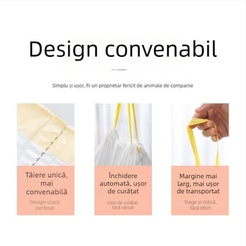 Pungi pentru coșul de gunoi al litierei pisicii, îngroșate, rolă continuă, HDPE/LDPE, potrivite pentru toalete automate inteligente