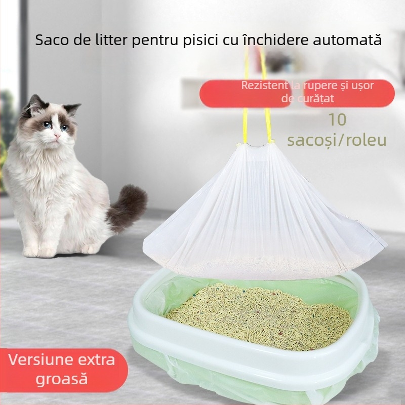 Saci de nisip pentru pisici - de unică folosință, PE, groși, model rulat