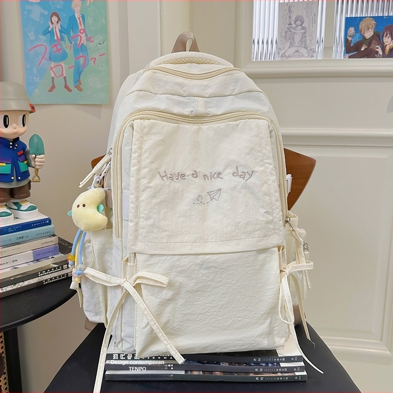 Rucsac școlar din nylon, capacitate 36-55 L, potrivit pentru laptop de 15 inch, ușor rezistent la apă, bretele de umăr curbe