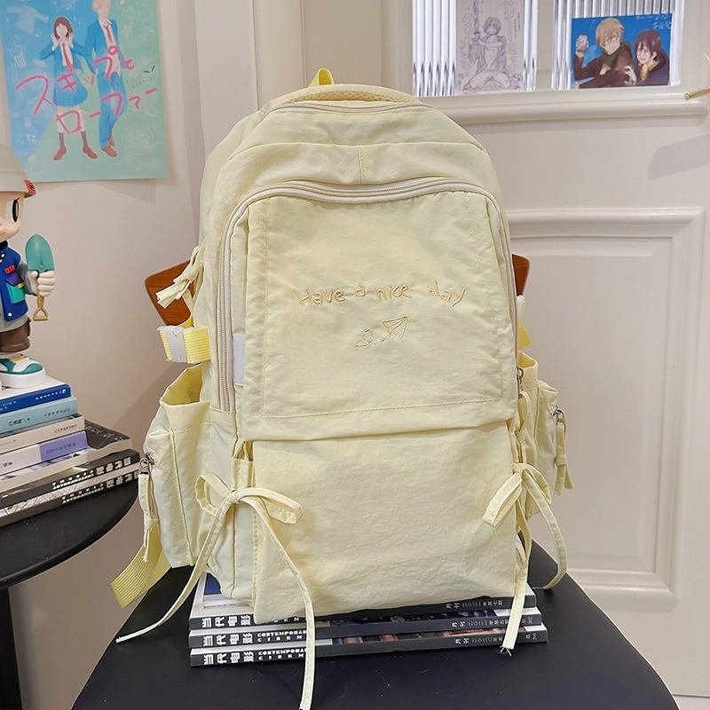 Rucsac școlar din nylon, capacitate 36-55 L, potrivit pentru laptop de 15 inch, ușor rezistent la apă, bretele de umăr curbe
