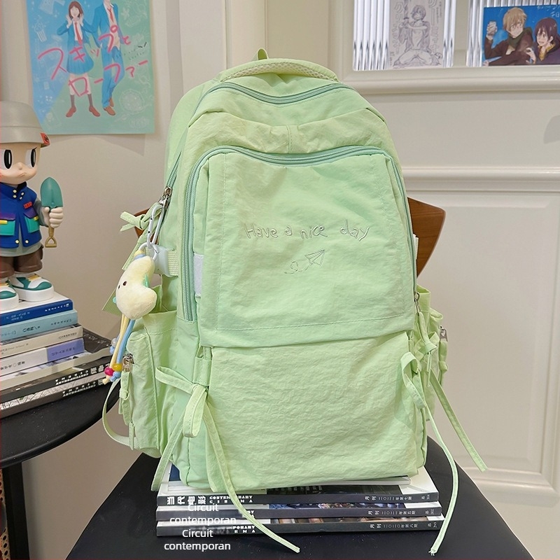 Rucsac școlar din nylon, capacitate 36-55 L, potrivit pentru laptop de 15 inch, ușor rezistent la apă, bretele de umăr curbe
