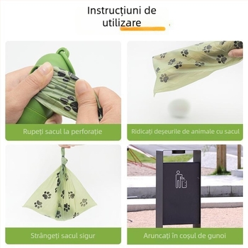 Pungi pentru dejecțiile câinilor, îngroșate, complet biodegradabile, portabile — EPL+PE, ABS