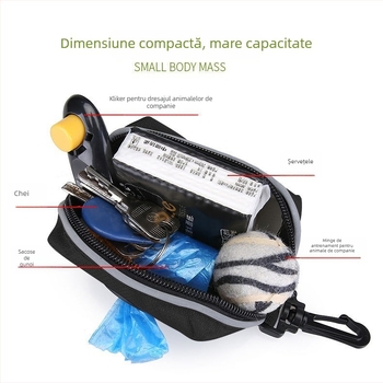 Dispenser pentru saci de plimbare cu câine, material Oxford, capacitate 0,3 L, fermoar