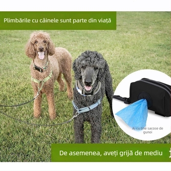 Dispenser pentru saci de plimbare cu câine, material Oxford, capacitate 0,3 L, fermoar