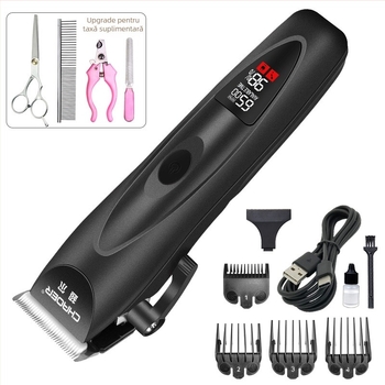 Clipper electric de îngrijire pentru animale de companie, cu afișaj LCD, model C113, corp ABS CHAOER, patru viteze