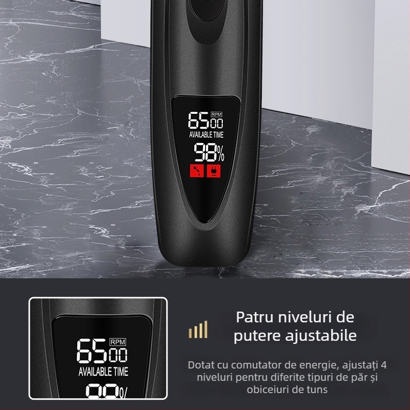 Clipper electric de îngrijire pentru animale de companie, cu afișaj LCD, model C113, corp ABS CHAOER, patru viteze