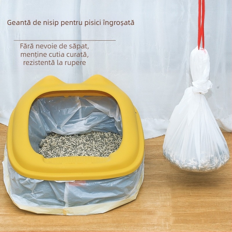 Saci de unică folosință pentru nisip de pisică, pentru ladă de pisică, plastic îngroșat, tip rulă continuă