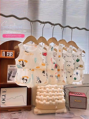 Set vestă copii vară Jacquard, 100% bumbac, tricotat, pentru copii 3-8 ani