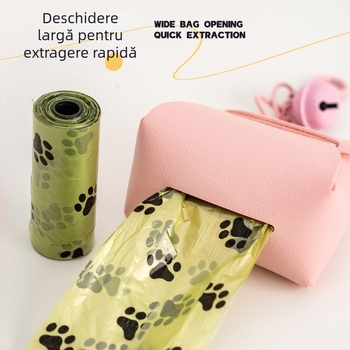 Dispenser pentru pungile de fecale ale animalelor de companie, cu rol continuu, PU material, marcă Holy Truth, tip cu cârlig, portabil