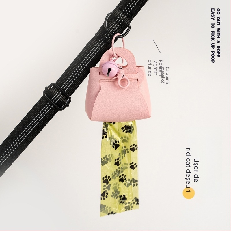 Dispenser pentru pungile de fecale ale animalelor de companie, cu rol continuu, PU material, marcă Holy Truth, tip cu cârlig, portabil