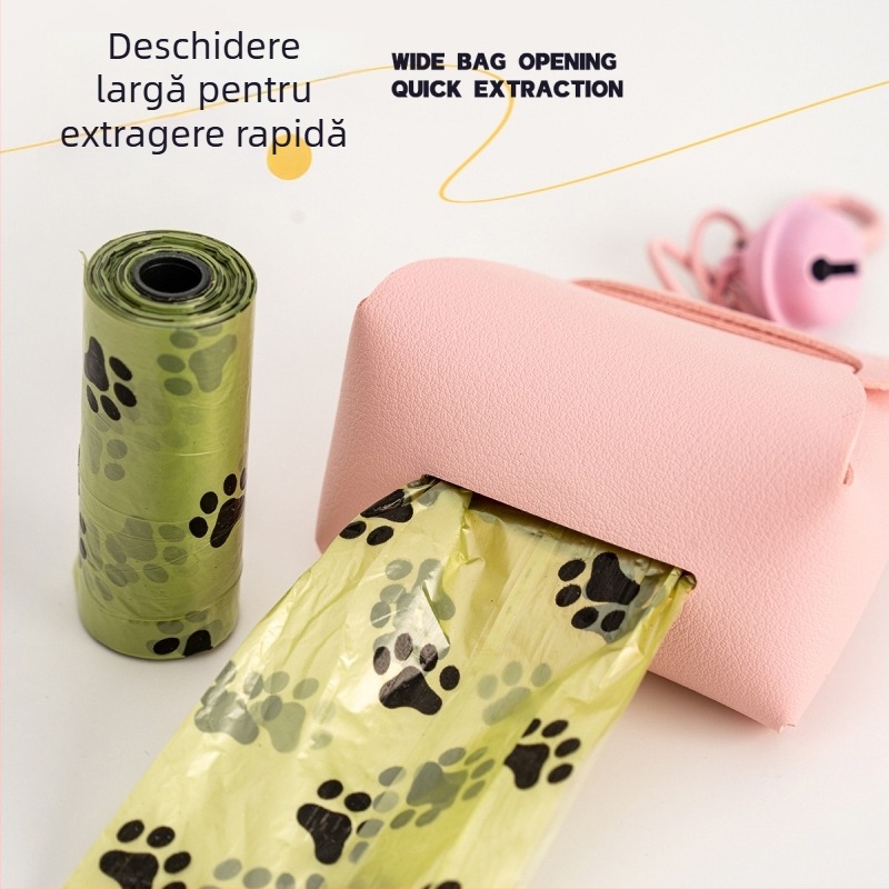 Dispenser pentru pungile de fecale ale animalelor de companie, cu rol continuu, PU material, marcă Holy Truth, tip cu cârlig, portabil