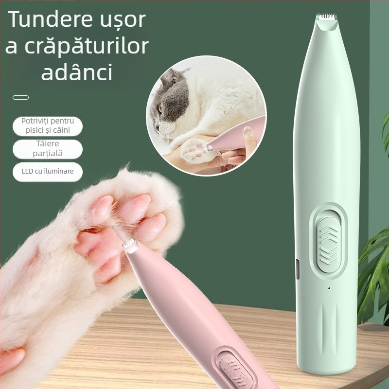 Trimmer electric pentru animale de companie, cu LED, pentru pisici și câini — construcție din ABS și oțel inoxidabil, brand Three Southern One Wood, destinat tunderea labuțelor.