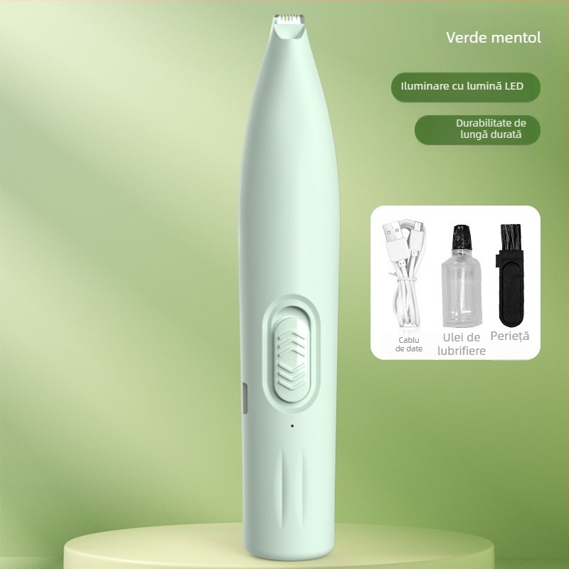 Trimmer electric pentru animale de companie, cu LED, pentru pisici și câini — construcție din ABS și oțel inoxidabil, brand Three Southern One Wood, destinat tunderea labuțelor.