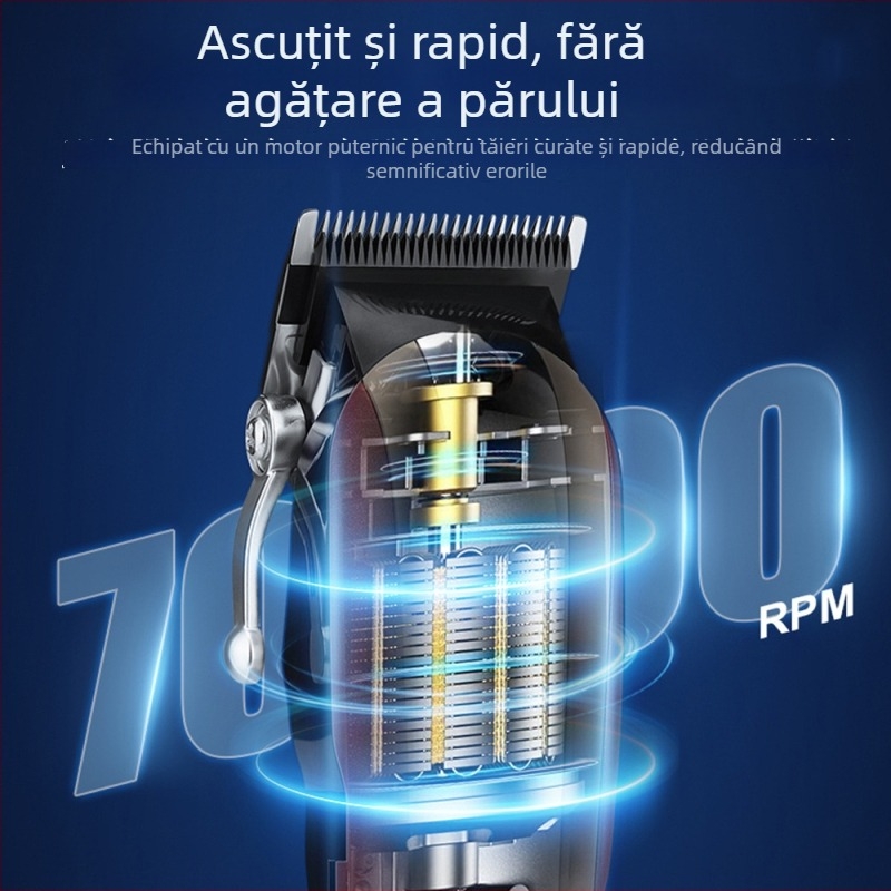 Mașină de tuns păr cu afișaj LCD, încărcare USB, motor cu perii, lamă din oțel inoxidabil, nu este rezistentă la apă, pentru uz casnic