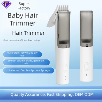 Foarfă de păr pentru bebeluți HC-W008 cu motor ultra-quiet, impermeabil, baterie încorporată, lame ceramice, autonomie 0–1 h