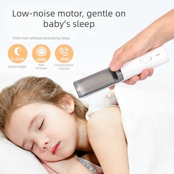 Foarfă de păr pentru bebeluți HC-W008 cu motor ultra-quiet, impermeabil, baterie încorporată, lame ceramice, autonomie 0–1 h