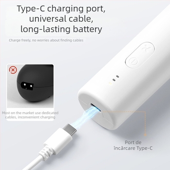 Foarfă de păr pentru bebeluți HC-W008 cu motor ultra-quiet, impermeabil, baterie încorporată, lame ceramice, autonomie 0–1 h