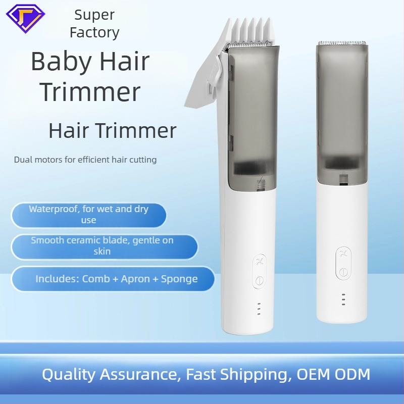 Foarfă de păr pentru bebeluți HC-W008 cu motor ultra-quiet, impermeabil, baterie încorporată, lame ceramice, autonomie 0–1 h